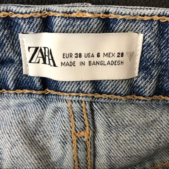 Zara High Waist Shorts Denim Distressed Full Button Hidden 5 Pocket Size 6 - Picture 5 of 6